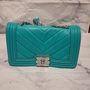 Badgley Mischka Teal Quilted Crossbody #0003